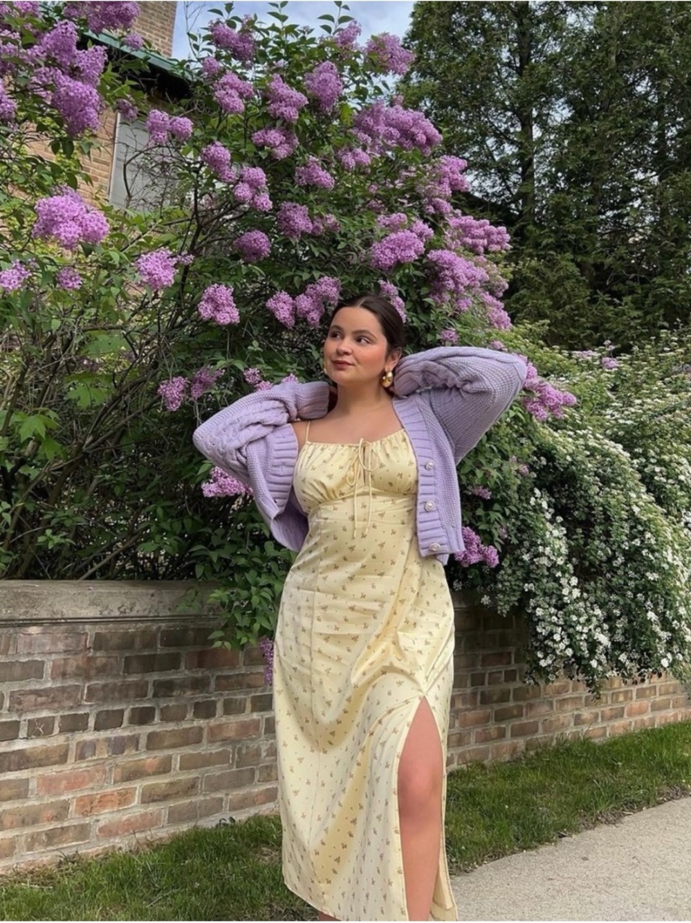 Backyard roses maya satin yellow floral midi dress